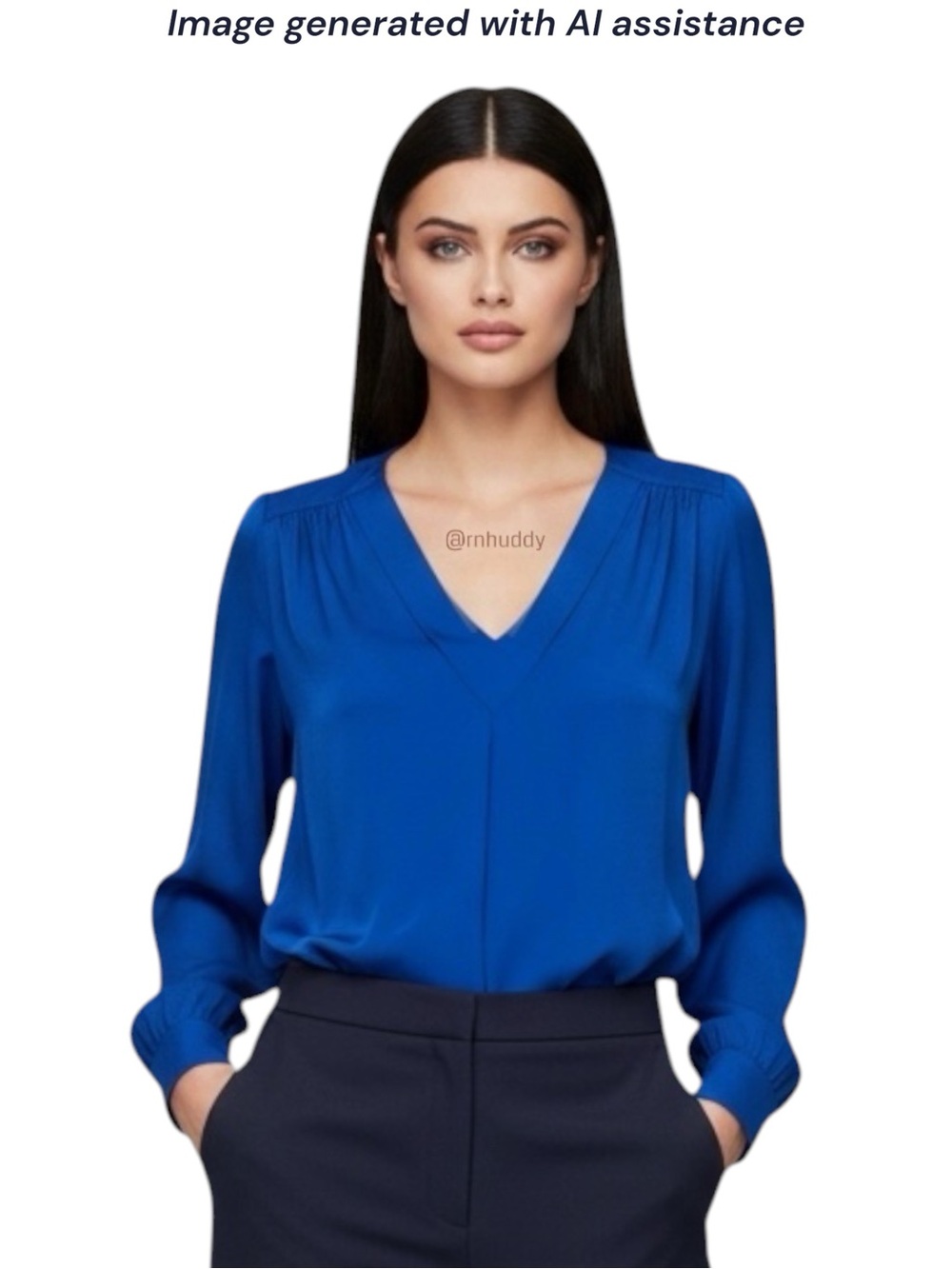 Kenar M blue silk blouse